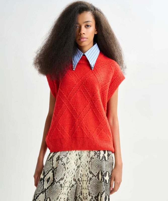 Essentiel Antwerp Import Cable-Knit Sleeveless Jumper