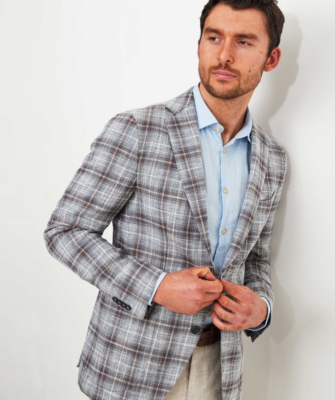 Cavaliere Linen Blend Loud Check Jacket