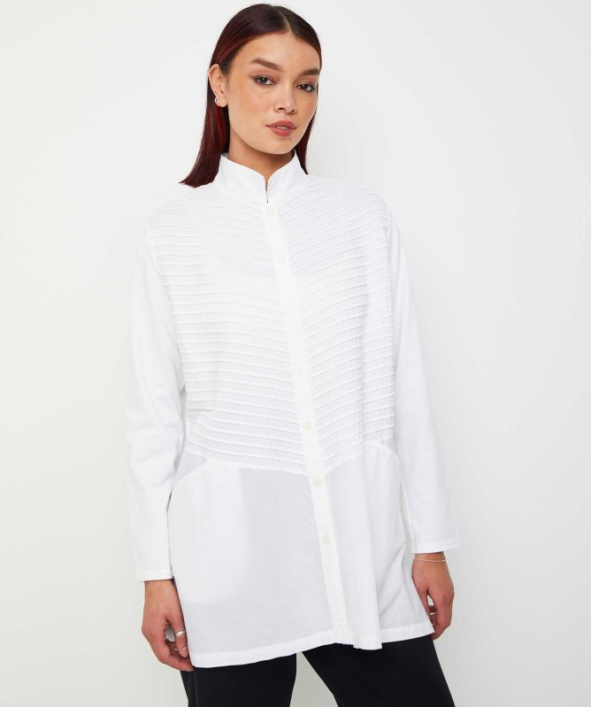 Yaccomaricard Long Pintuck Panel Overshirt