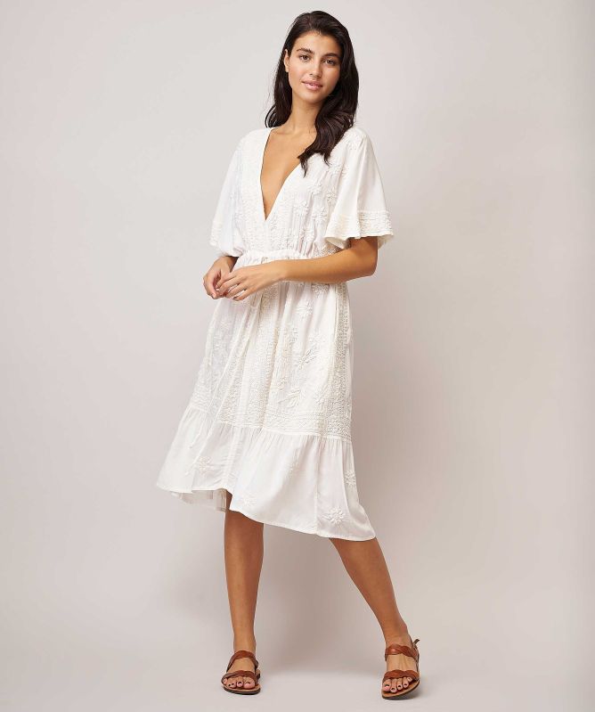 Handprint Dream Apparel Embroidered Cotton Cover Up Dress