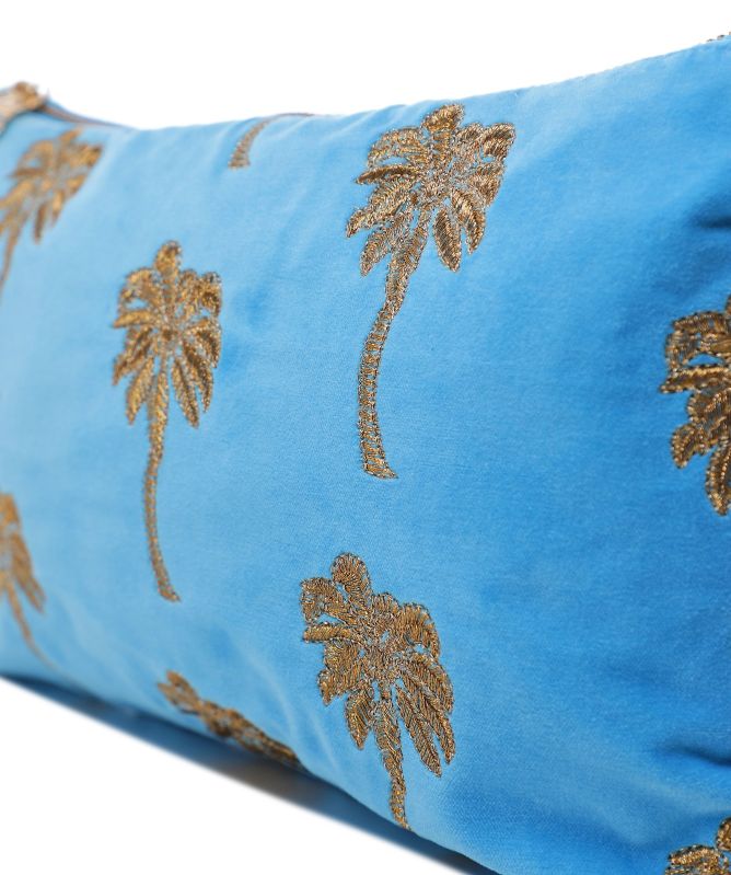 Elizabeth Scarlett Gold Palm Blue Everyday Pouch