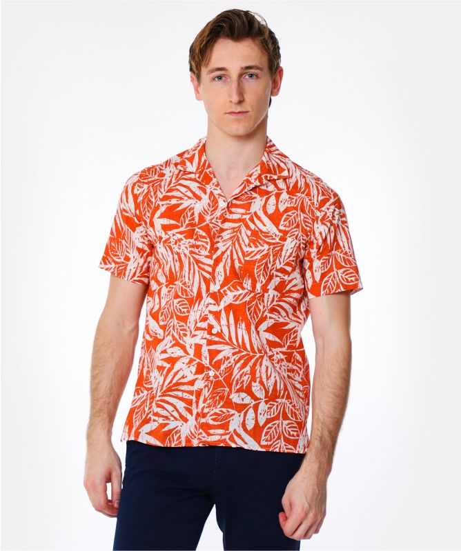Hartford Slim Fit Leaf Print Slam Shirt