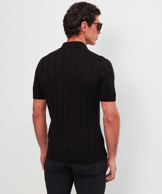 Gran Sasso Rib Knit Button Polo Shirt