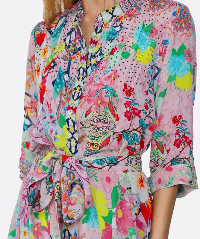 Inoa Silk Pintuck Mini Dress