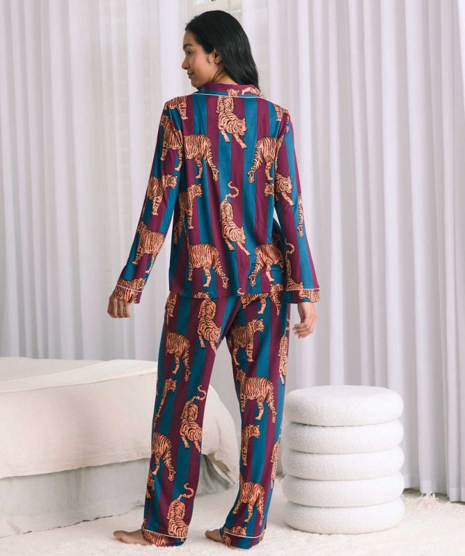 Chelsea Peers Tiger Stripe Print Long Pyjamas
