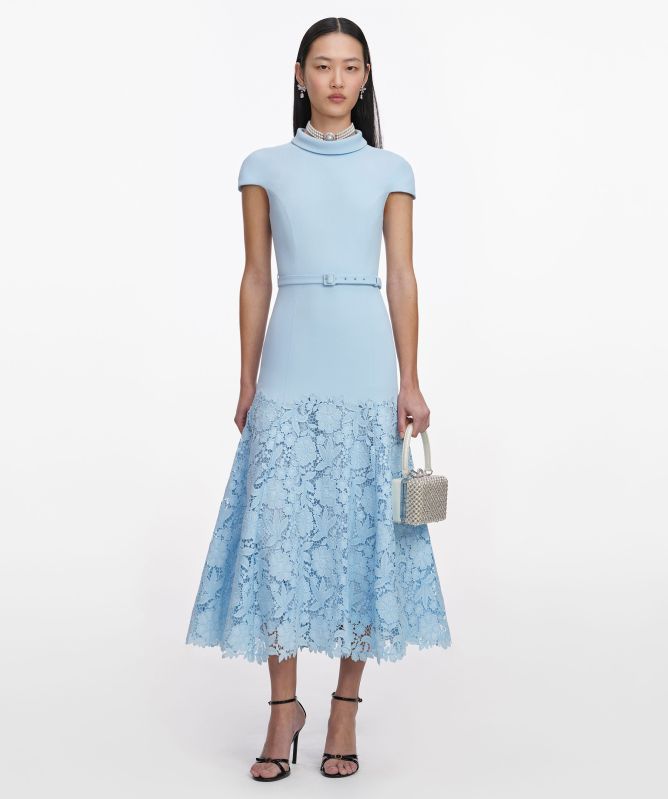 Self-Portrait Crepe Lace Midi Dress