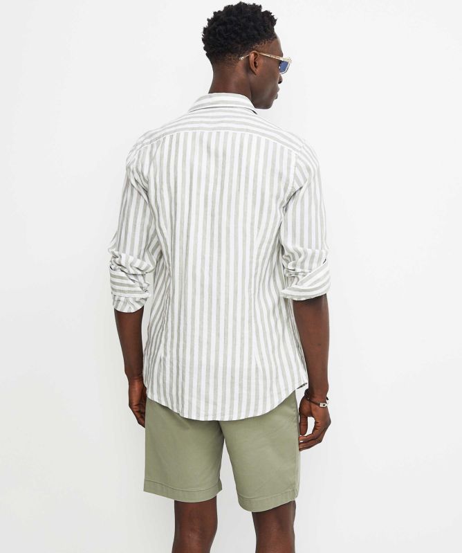Thomas Maine Linen Cotton Striped Roma Shirt
