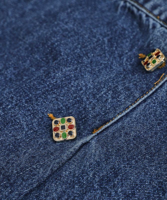 Self-Portrait Denim A-Line Mini Skirt