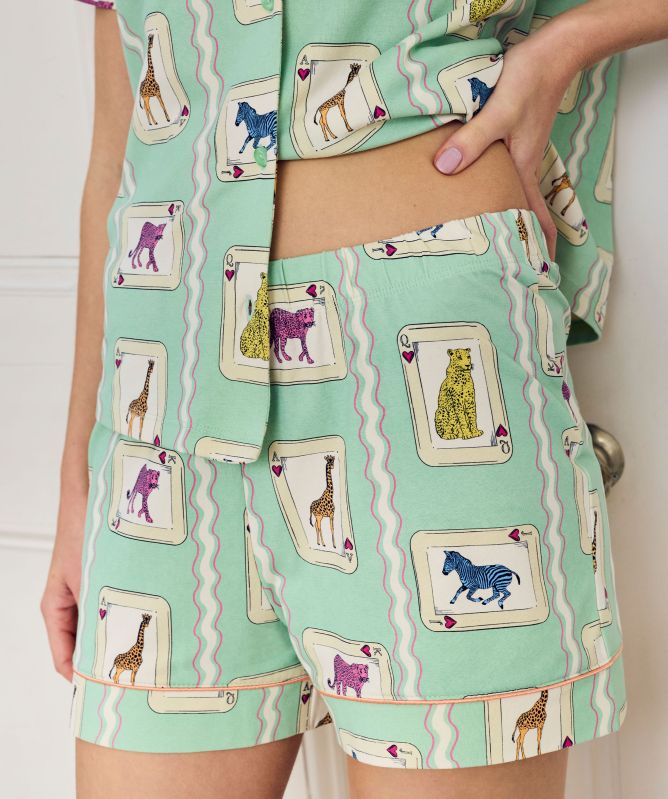 Chelsea Peers Playing Card Animals Print Short Pajamas