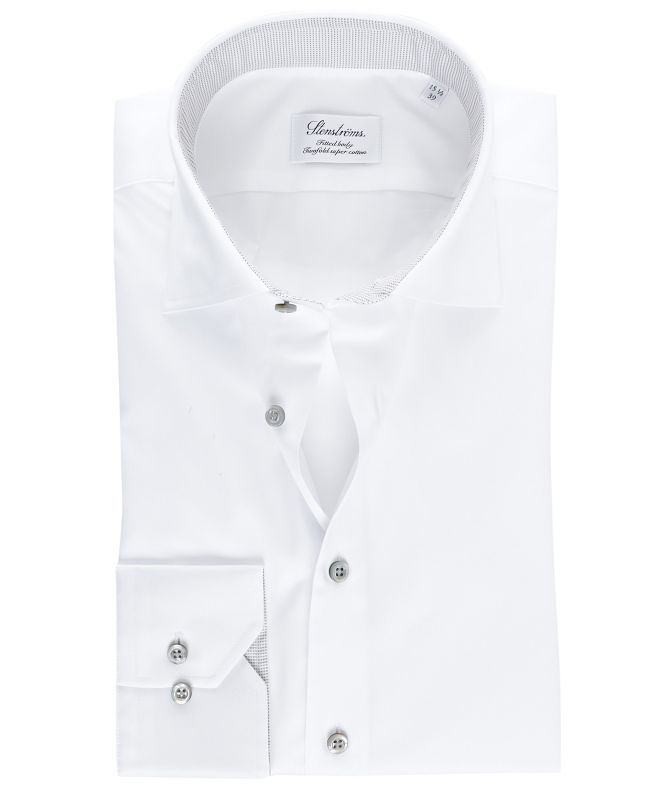 Stenstroms Fitted Body Contrast Trim Shirt