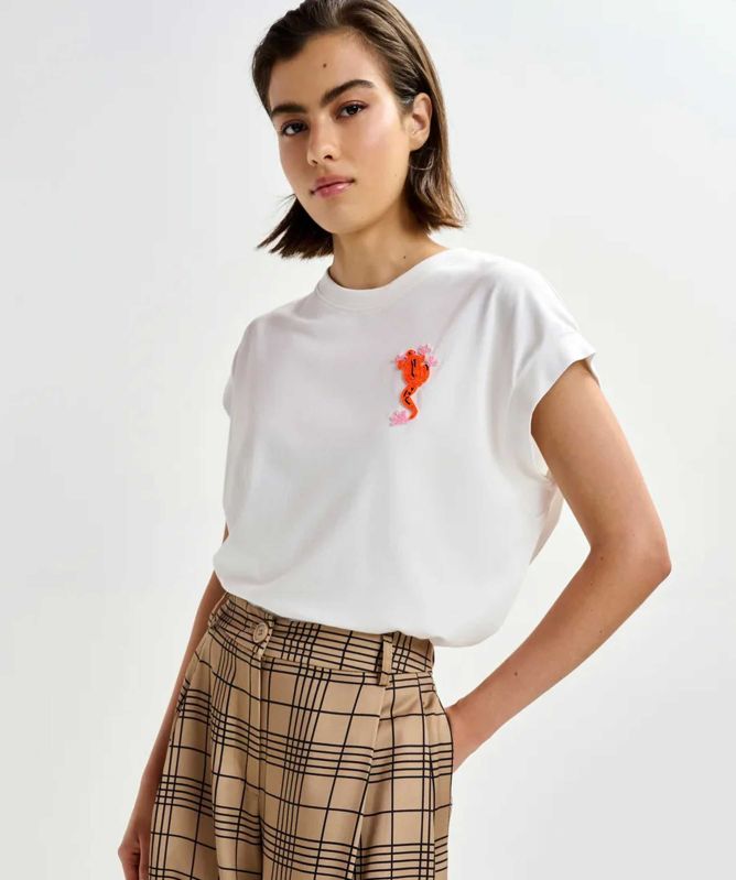 Essentiel Antwerp Jungala Bead Embroidered T-Shirt