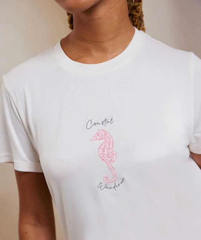 Chelsea Peers Seahorse Stripe Print Short Pyjama Set