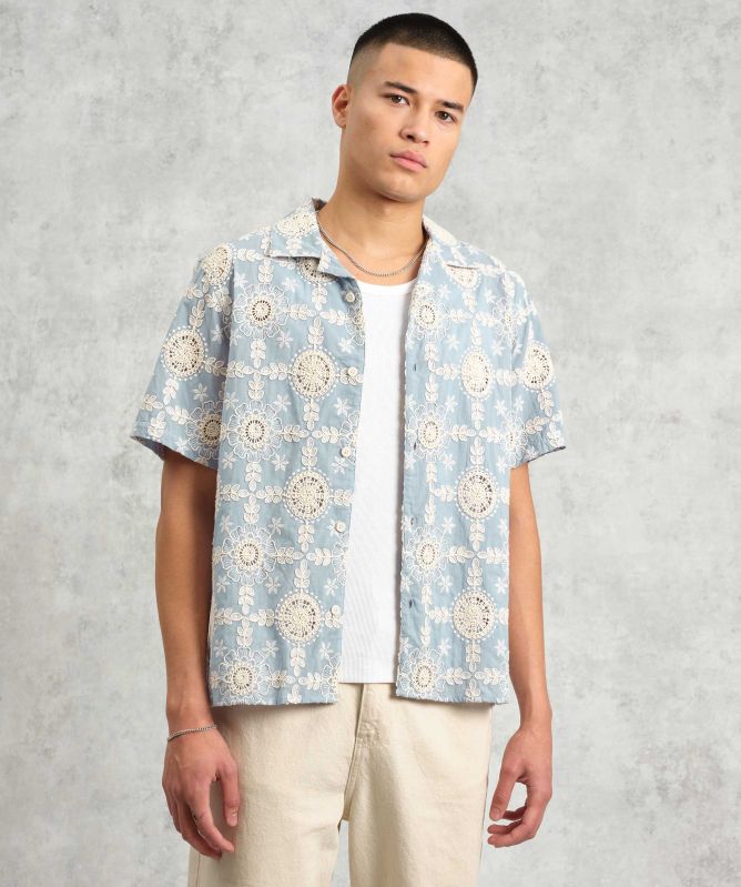 Wax London Short Sleeve Lace Didcot Shirt