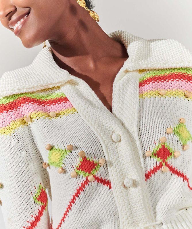 Hayley Menzies Intarsia Diamond Bead Cardigan