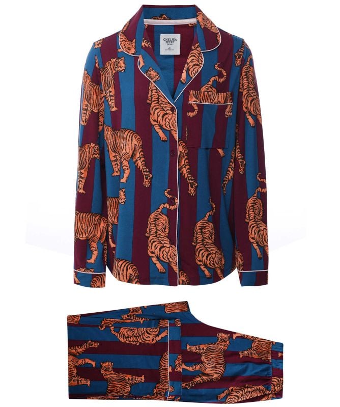 Chelsea Peers Tiger Stripe Print Long Pyjamas