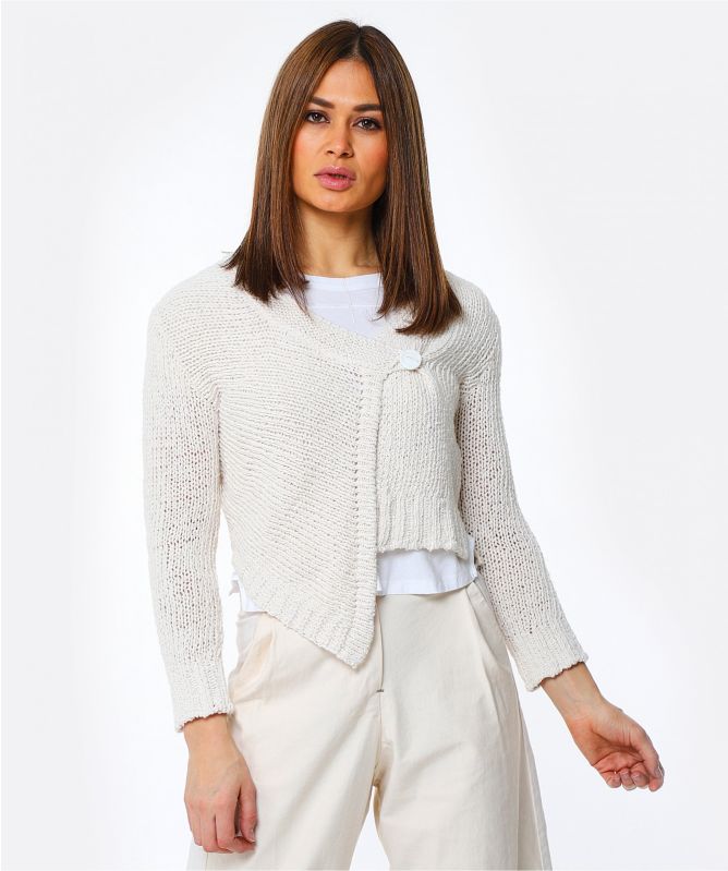 Lurdes Bergada Rustic Cotton Knit Cardigan