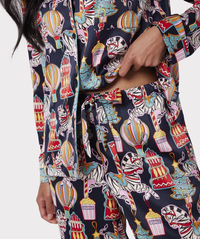 Chelsea Peers Satin Christmas Carnival Long Pajamas