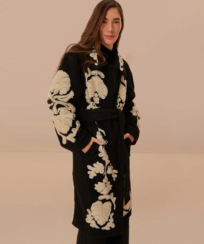 FARM Rio Black Helen Fleece Coat