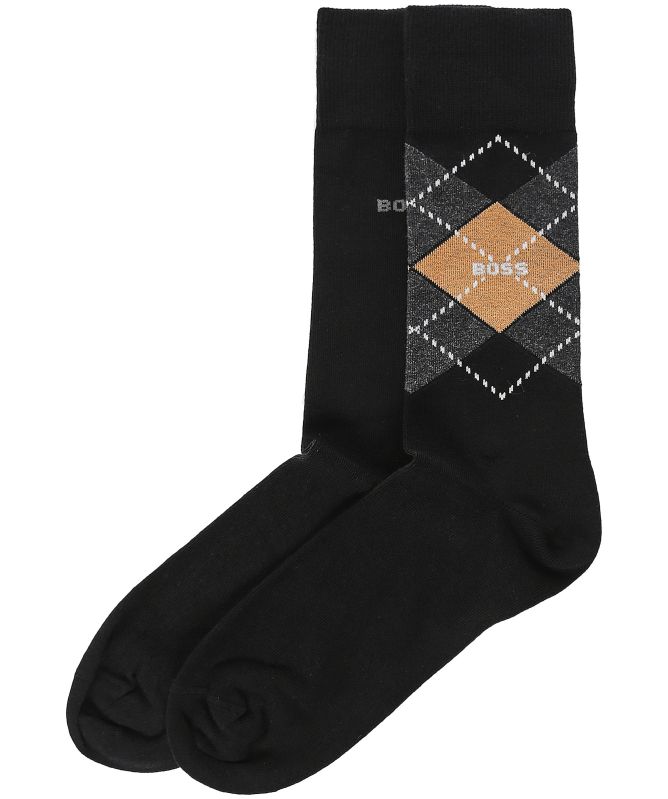BOSS Argyle & Plain Socks Two Pack