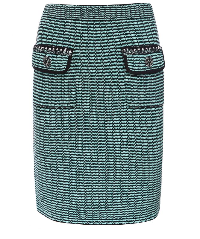 Self-Portrait Stripe Wool Skirt