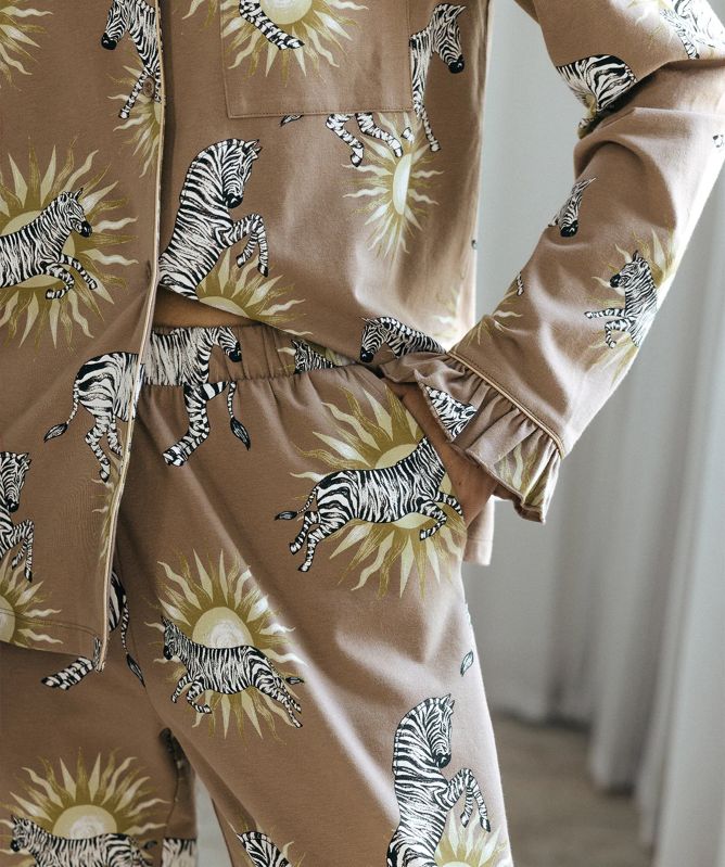 Chelsea Peers Celestial Zebra Frill Long Pyjama Set