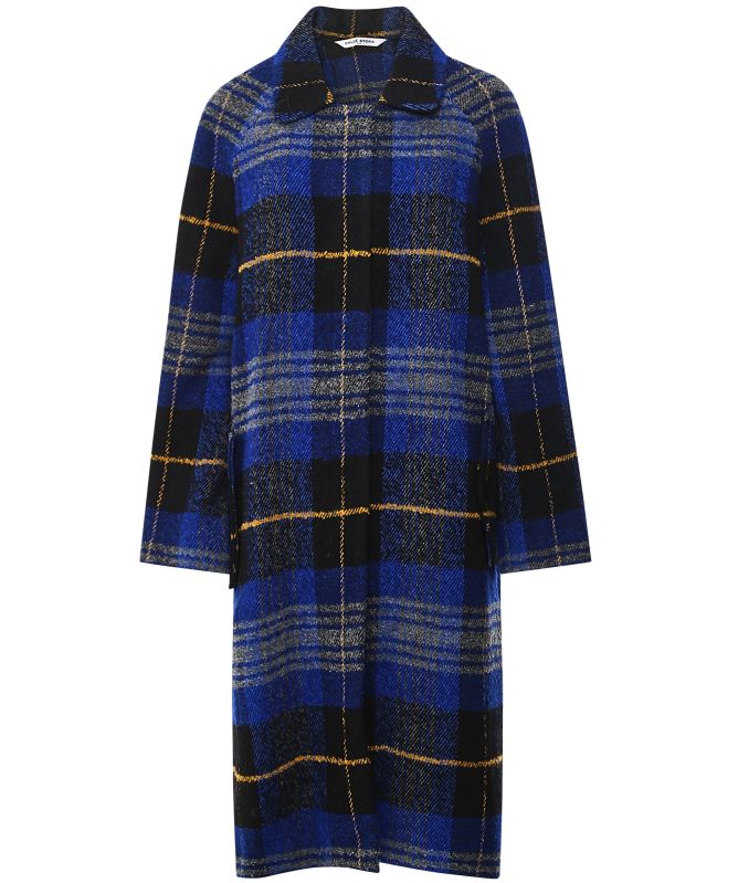 Jupe mi-longue trapèze en laine mélangée à motif tartan bordeaux
