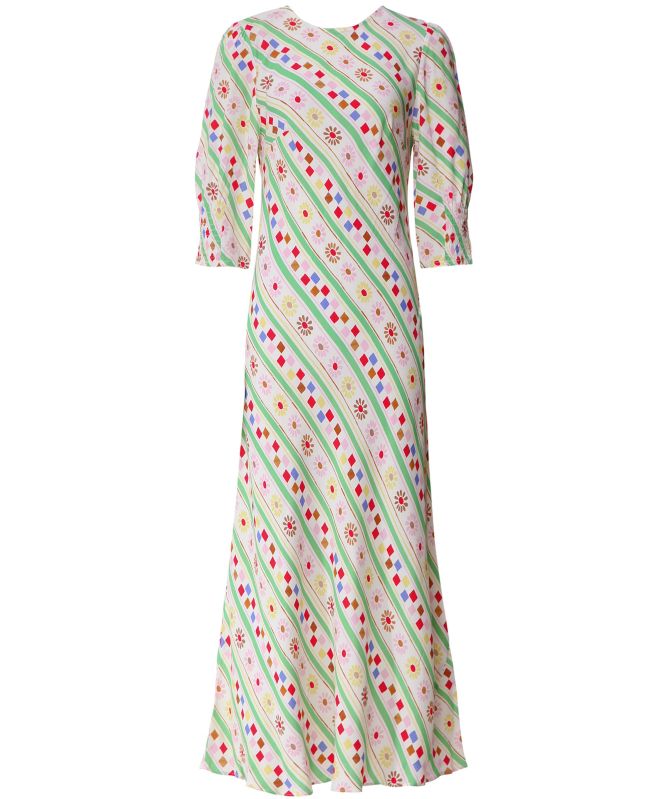 RIXO Jess 50s Stripe Midi Dress