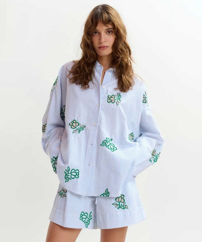 Essentiel Antwerp Jalinki Embroidered Pinstripe Shirt