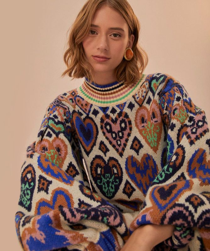 FARM Rio Hearts Ikat Knit Jumper