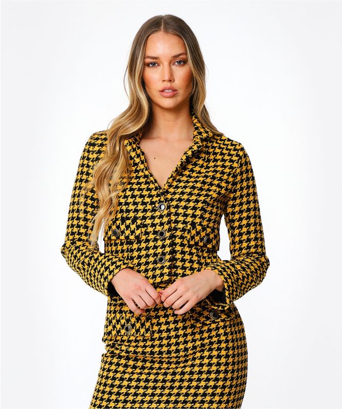 RIXO Cropped Dogtooth Leila Jacket