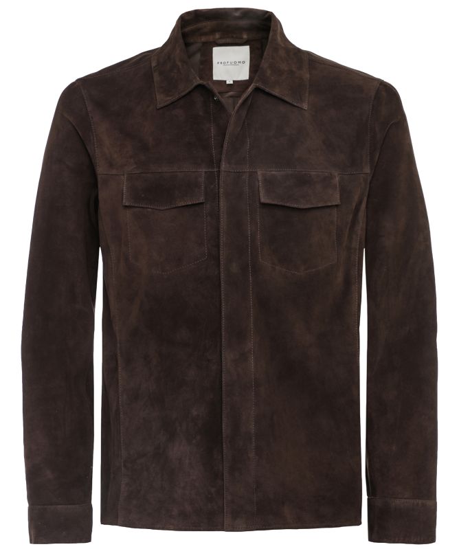 Profuomo Suede Press Button Overshirt