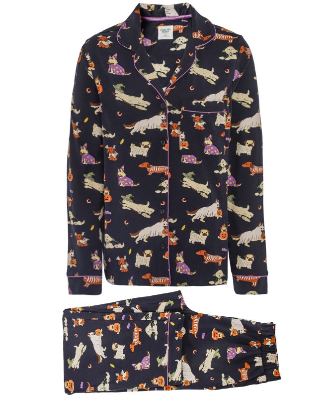 Chelsea Peers Halloween Dogs Print Long Pajamas
