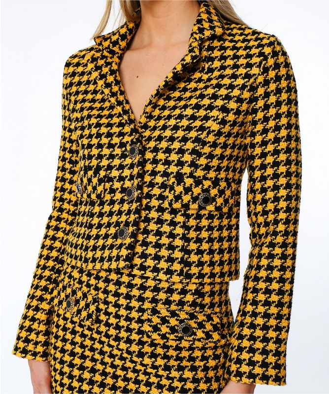 RIXO Cropped Dogtooth Leila Jacket