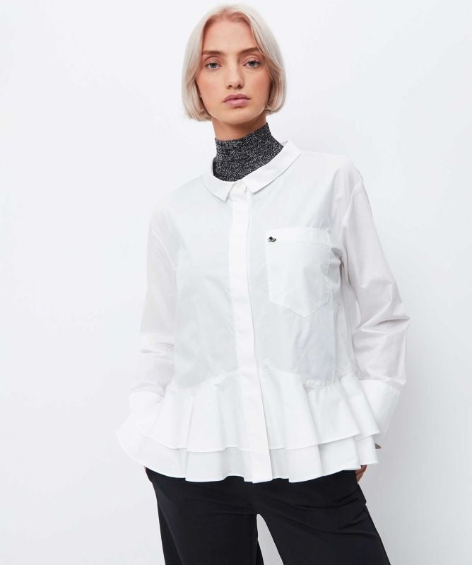 Bize Ruffle Peplum Pin Shirt