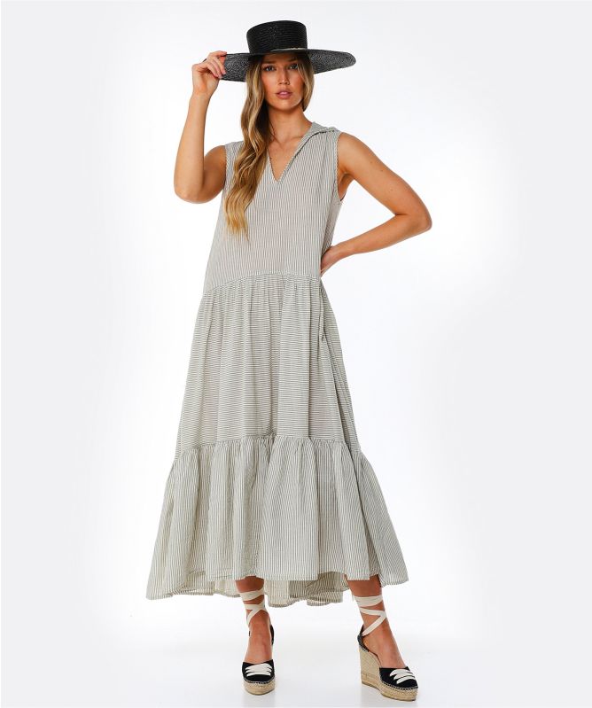 Devotion Twins Sleeveless Stripe Midi Dress