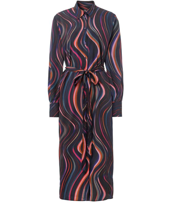 Paul Smith Satin Midnight Swirl Belted Dress