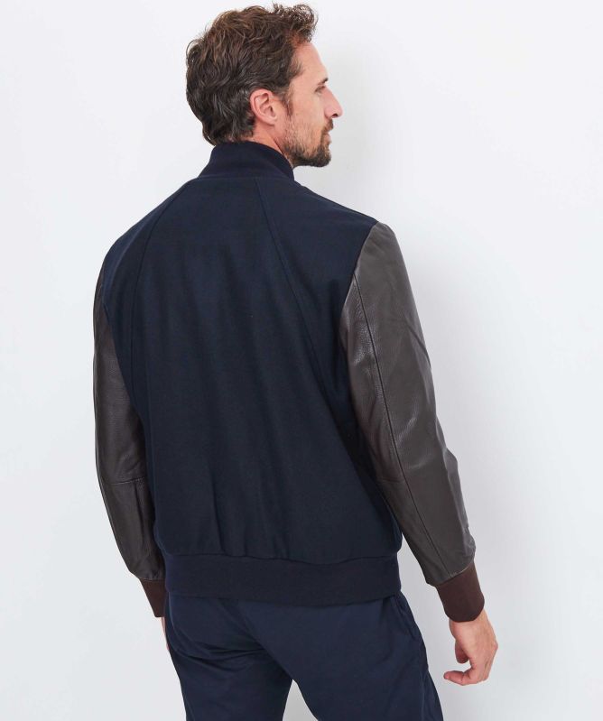 Jacob Cohen Leather Wool Bomber Jacket