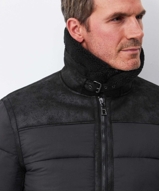 Seinse Padded Faux Fur Collar Jacket