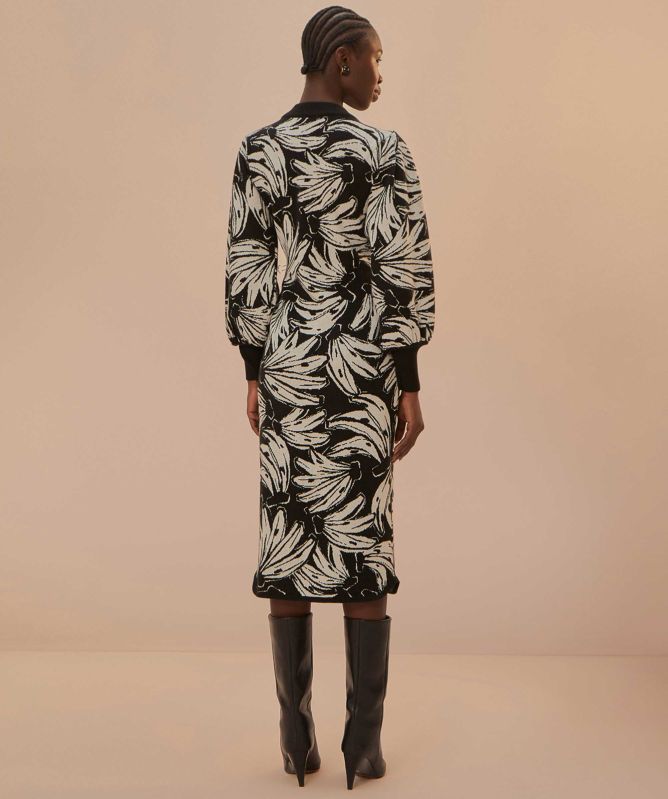 FARM Rio Black Bossa Banana Knit Dress