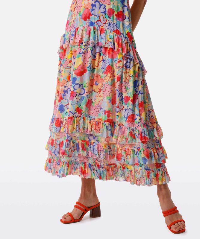 RIXO Shireen Silk Floral Midi Dress