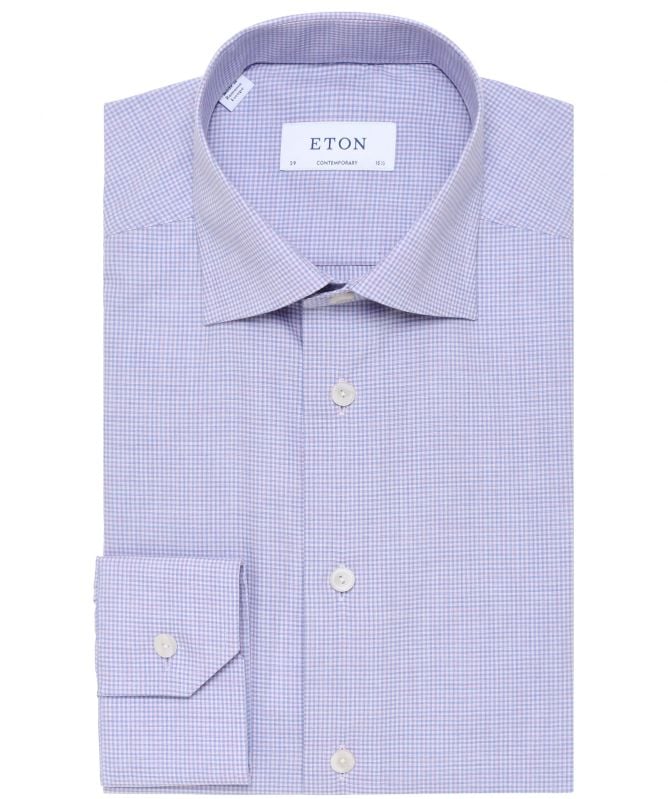 Eton Contemporary Fit Melange Gingham Shirt
