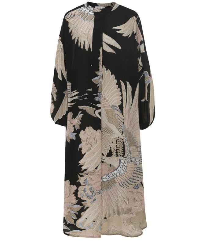 One Hundred Stars Crane Black Crepe Darcy Dress