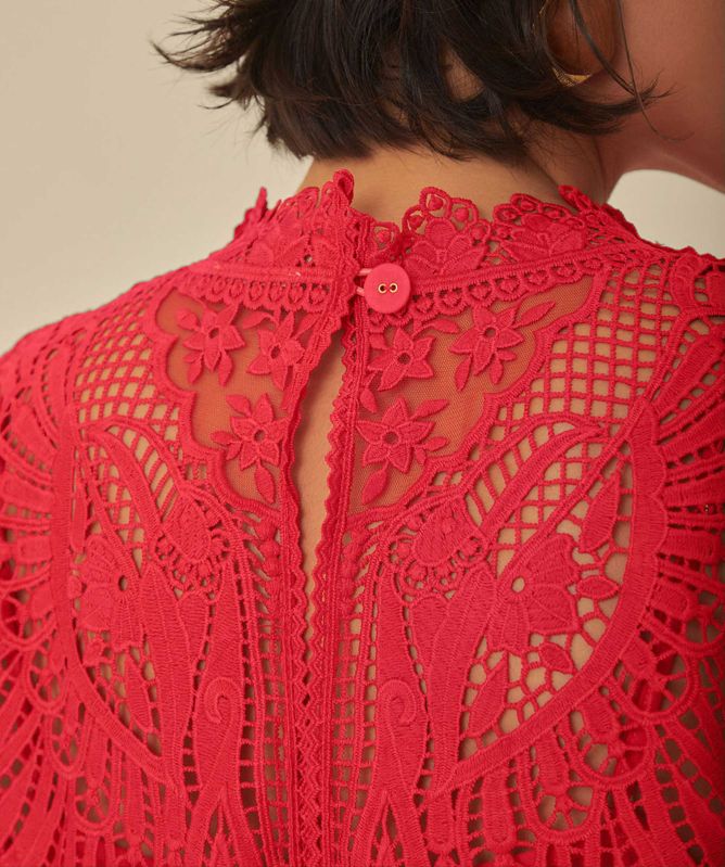 chinese dress ladies Red Toucan Guipure Sleeveless Top – Blythe main image 1