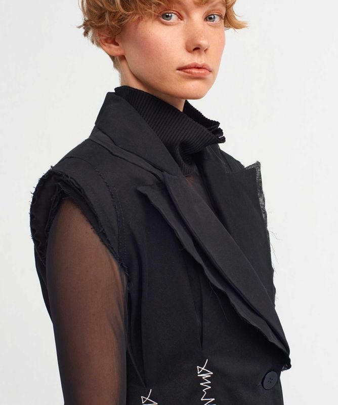 NU London Embroidered Fitted Waistcoat
