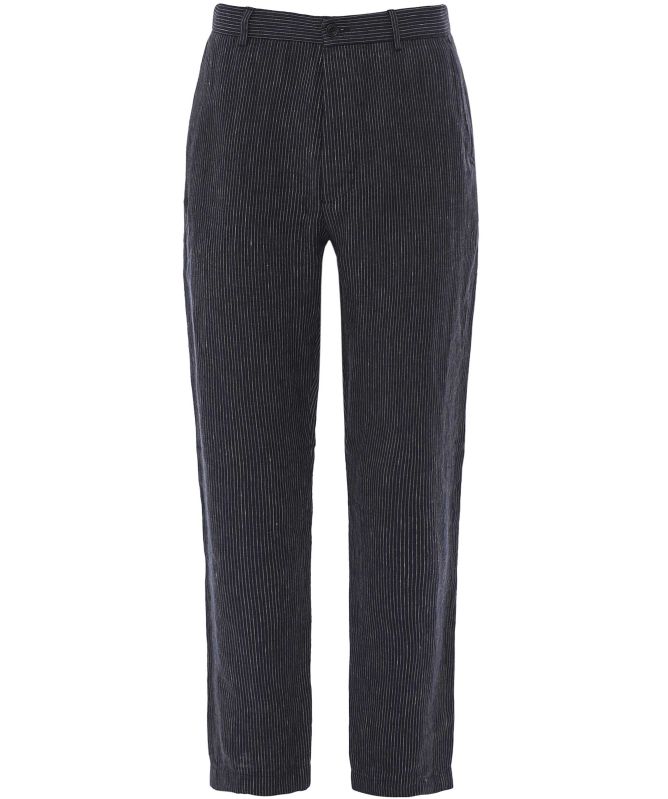 Burrows and Hare Tapered Irish Linen Striped Trousers