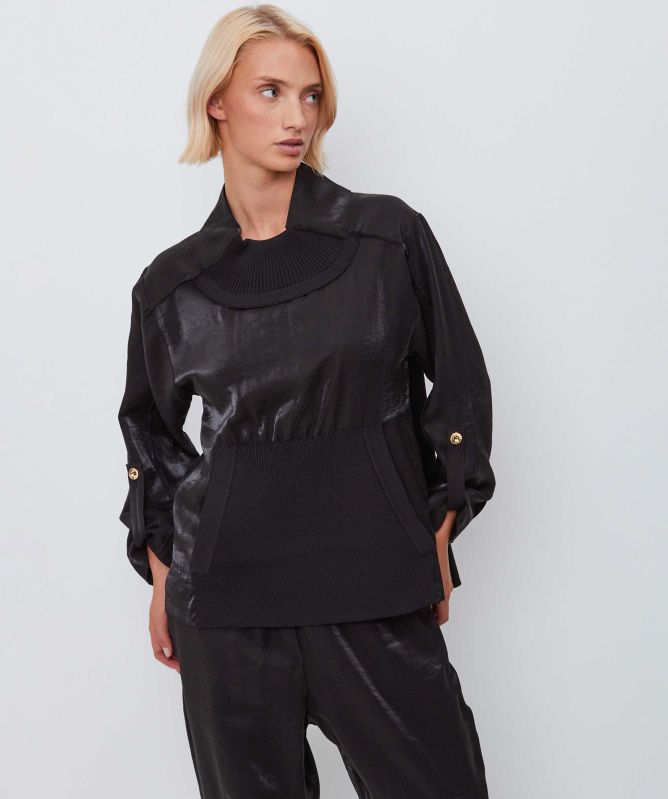 Bize Rib Knit Detail Top