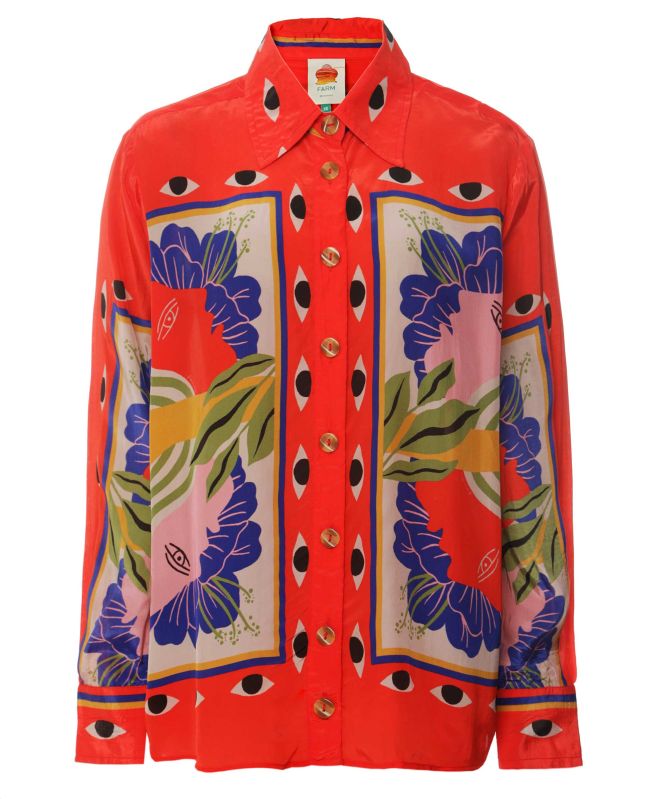 FARM Rio Sand Surreal Scarf Pyjama Shirt