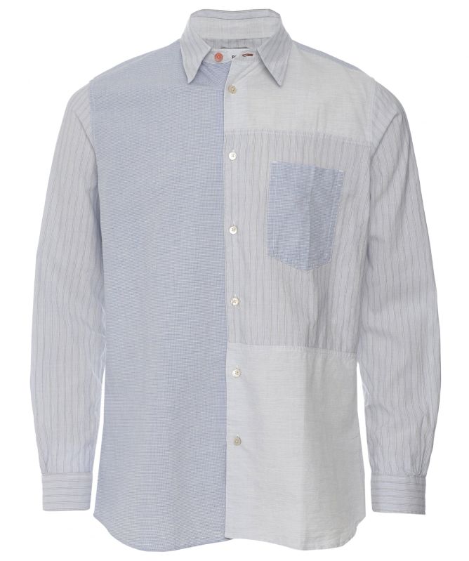 Paul Smith Casual Fit Linen Blend Patchwork Shirt