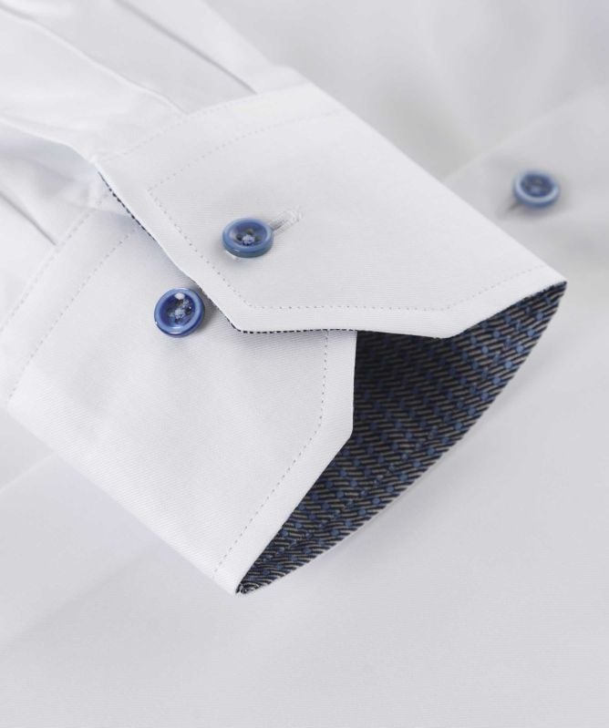 Stenstroms Fitted Body Contrast Trim Shirt