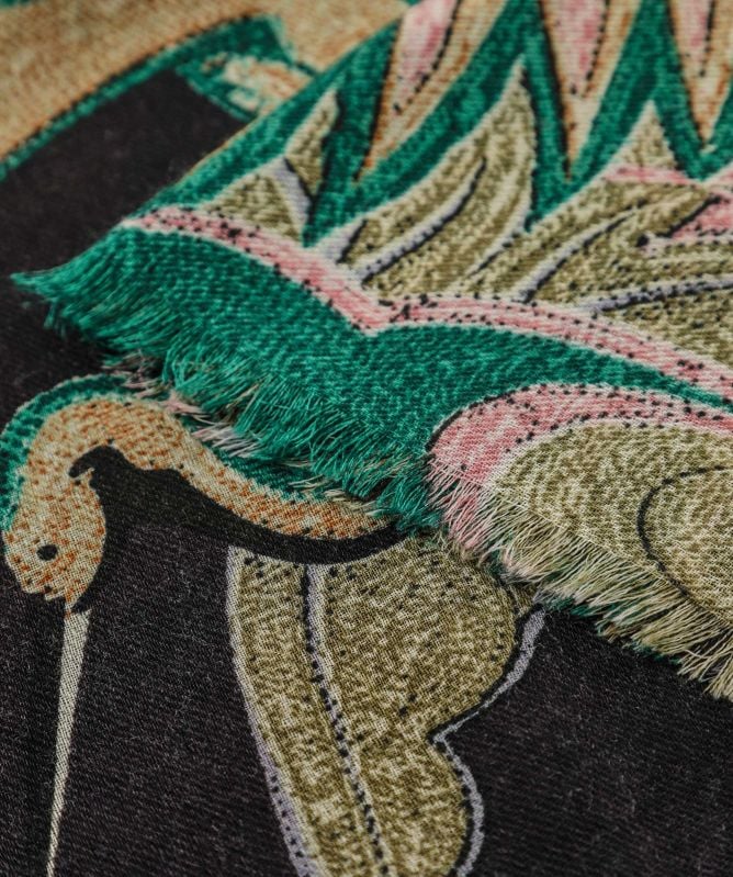 One Hundred Stars Crane Emerald Wool Scarf